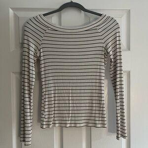 Long Sleeve Striped Boat Neck Tee